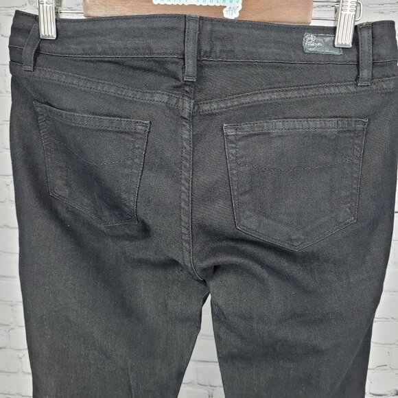 Paige Black Denim Comfort Stretch Blue Heights Low Rise 12” Peg Jeans 27 (30x30) - Picture 8 of 14